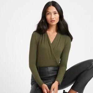 Banana Republic Olive Green Thread Soft Long Sleeve Wrap Top
